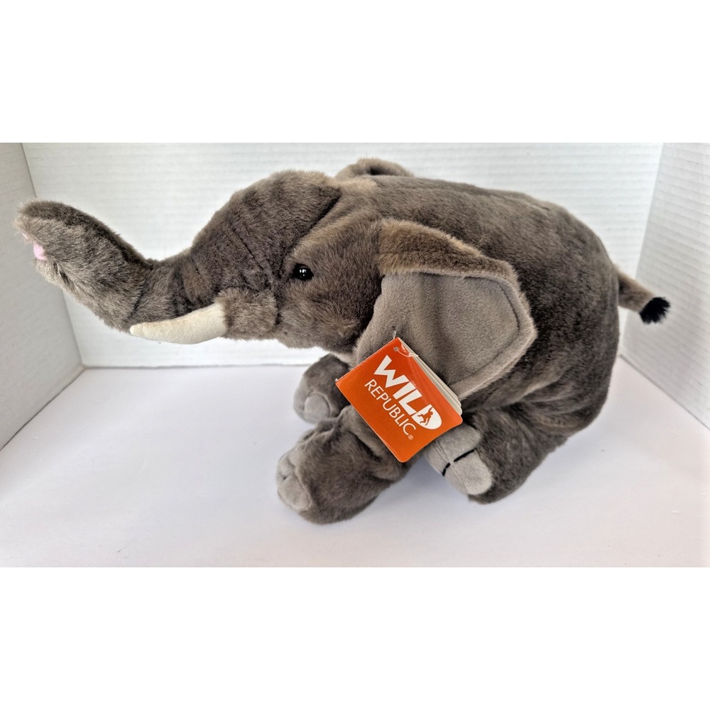 NWT Wild Republic Elephant Trunk Up Stuffed Animal  Grey Plush NEW